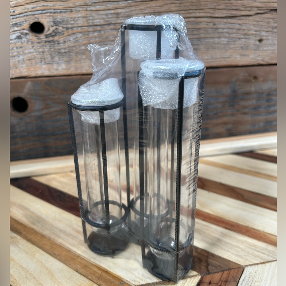 Propogation Station Set of 3 Glass Tubes Vases w/ Metal Rack For Plant Cuttings